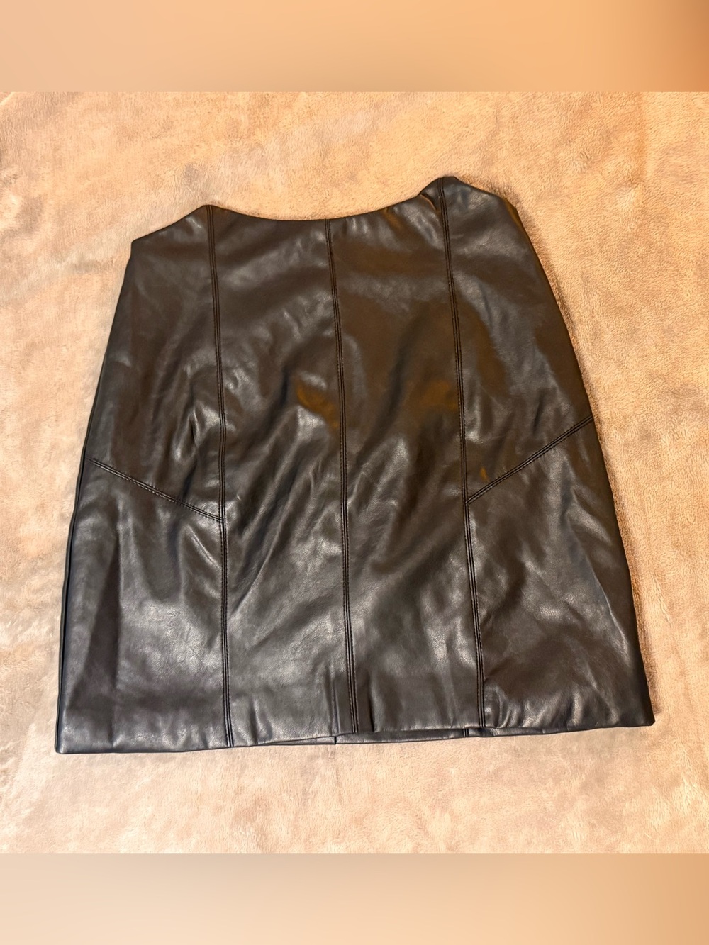 Black Faux Leather A-Line Mini Skirt
